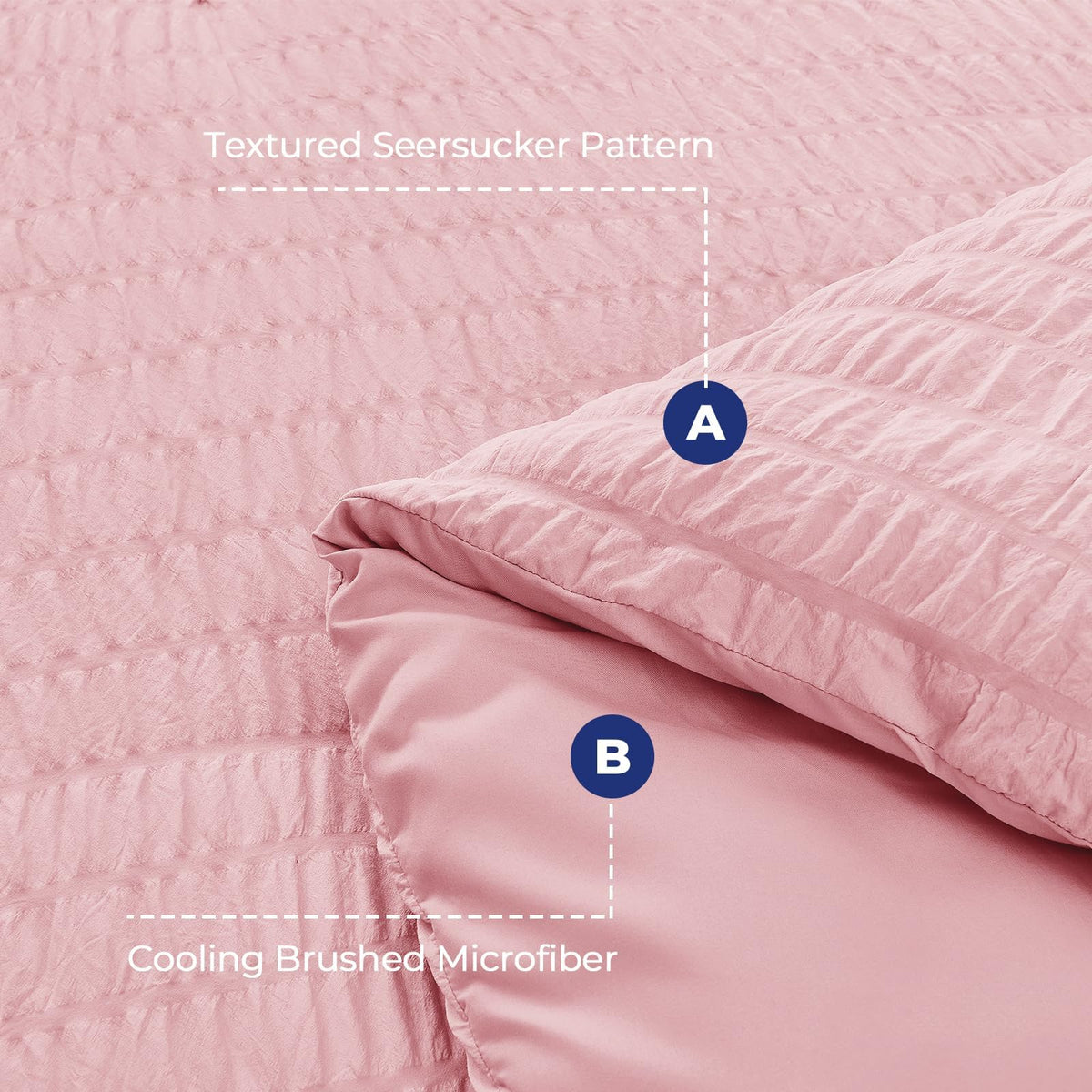 HYMOKEGE Pink Queen comforter closeup showing soft microfiber fabric.