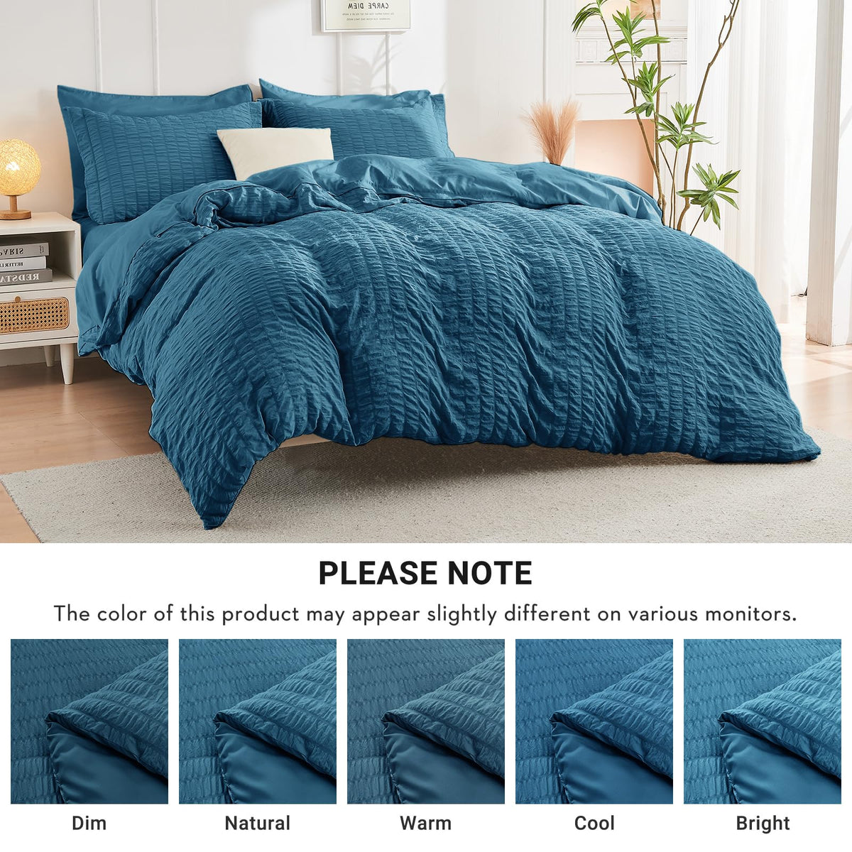HYMOKEGE Teal Queen fitted sheet stays on deep mattresses securely.