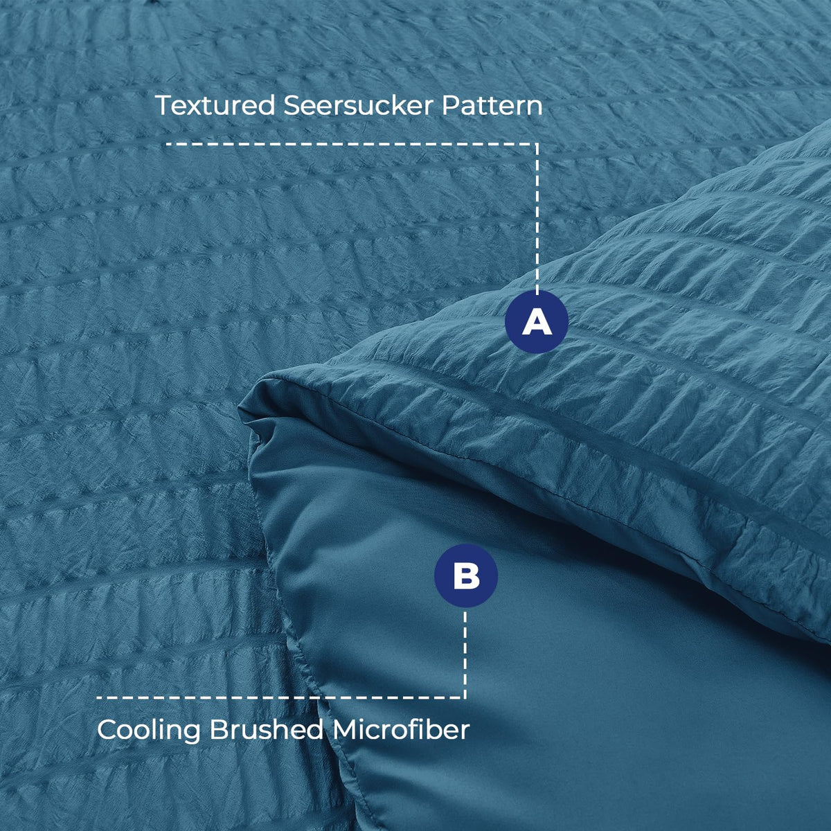 HYMOKEGE Teal Queen flat sheet provides smooth bed coverage.