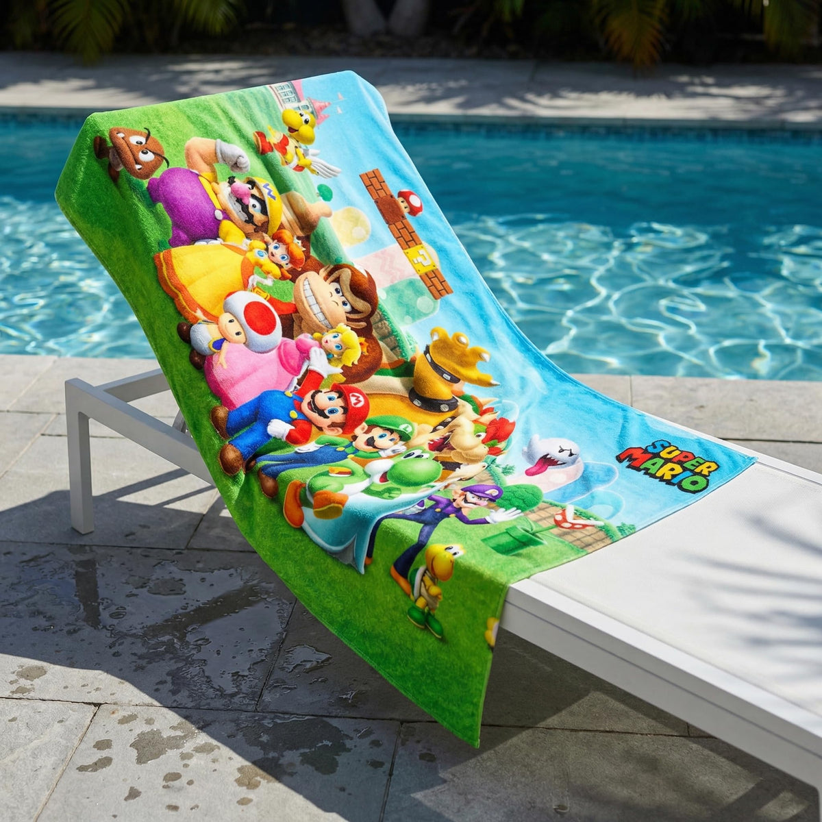 HYOIIO Mario towel for beach, pool, bath, and travel use.