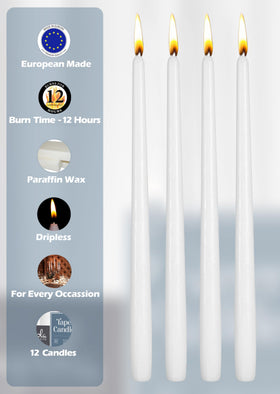 Hyoola unscented white taper candle ideal for dinner parties.