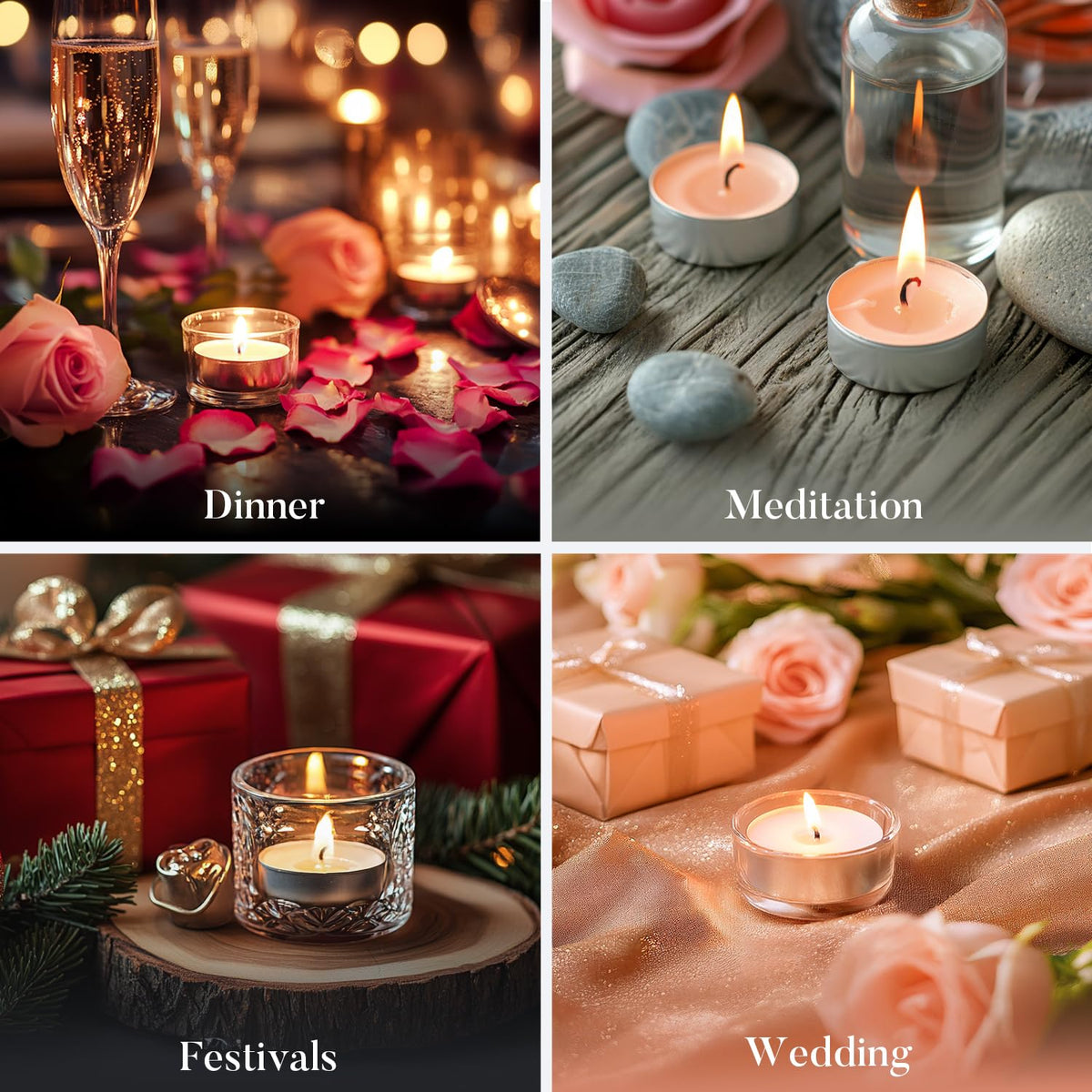 Hypmis tea lights add festive glow to Christmas decor and tablescapes.