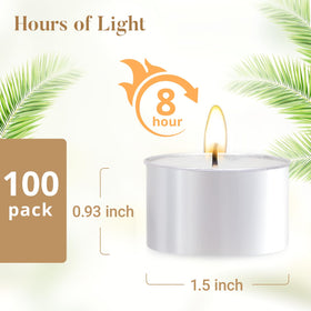 Hypmis 8-hour burn time tea lights illuminate dinners with steady glow.