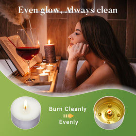 Hypmis tea candles with metal holder prevent wax drips on furniture.