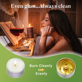 Hypmis palm wax tea lights ideal for wedding centerpieces and ambience.