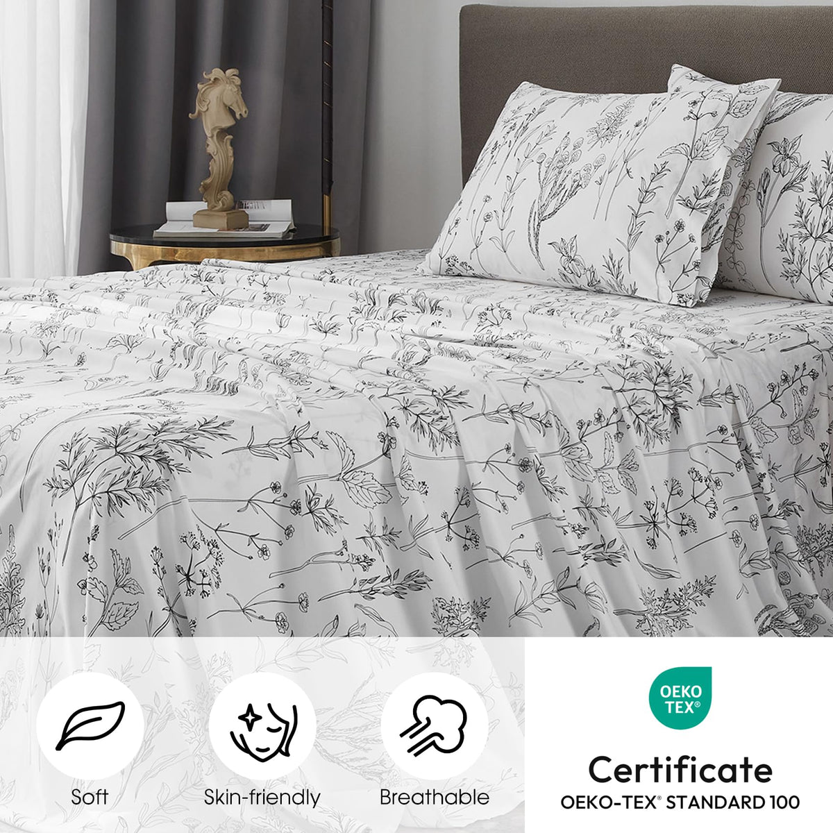 HYPREST 1800 thread count microfiber sheets feel soft and durable.