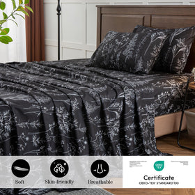 HYPREST Grey Black Sheets king fitted sheet stays securely in place all night