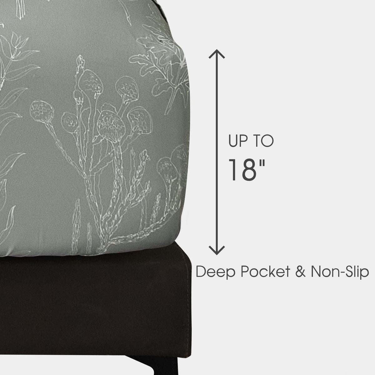 HYPREST fitted sheet demonstrates 18-inch deep pocket for secure fit.