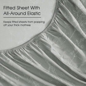 HYPREST soft gray floral pattern draped across a bed for elegant look