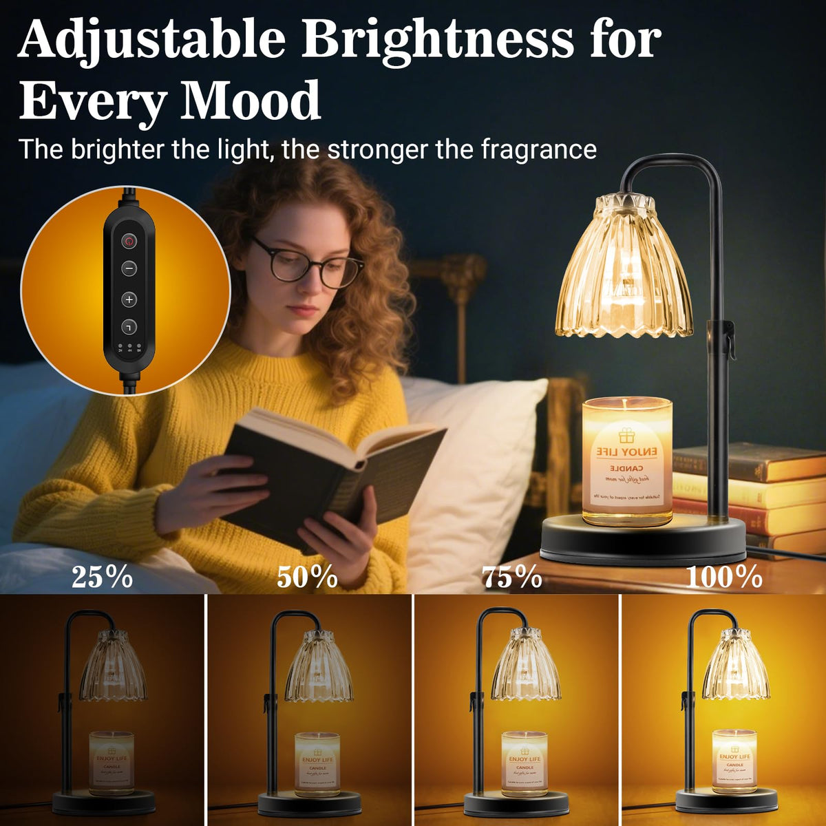 hyrion candle warmer lamp brightness control for mood lighting