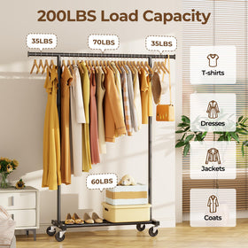 HYSEYY freestanding rack supporting up to 200 pounds of clothes.