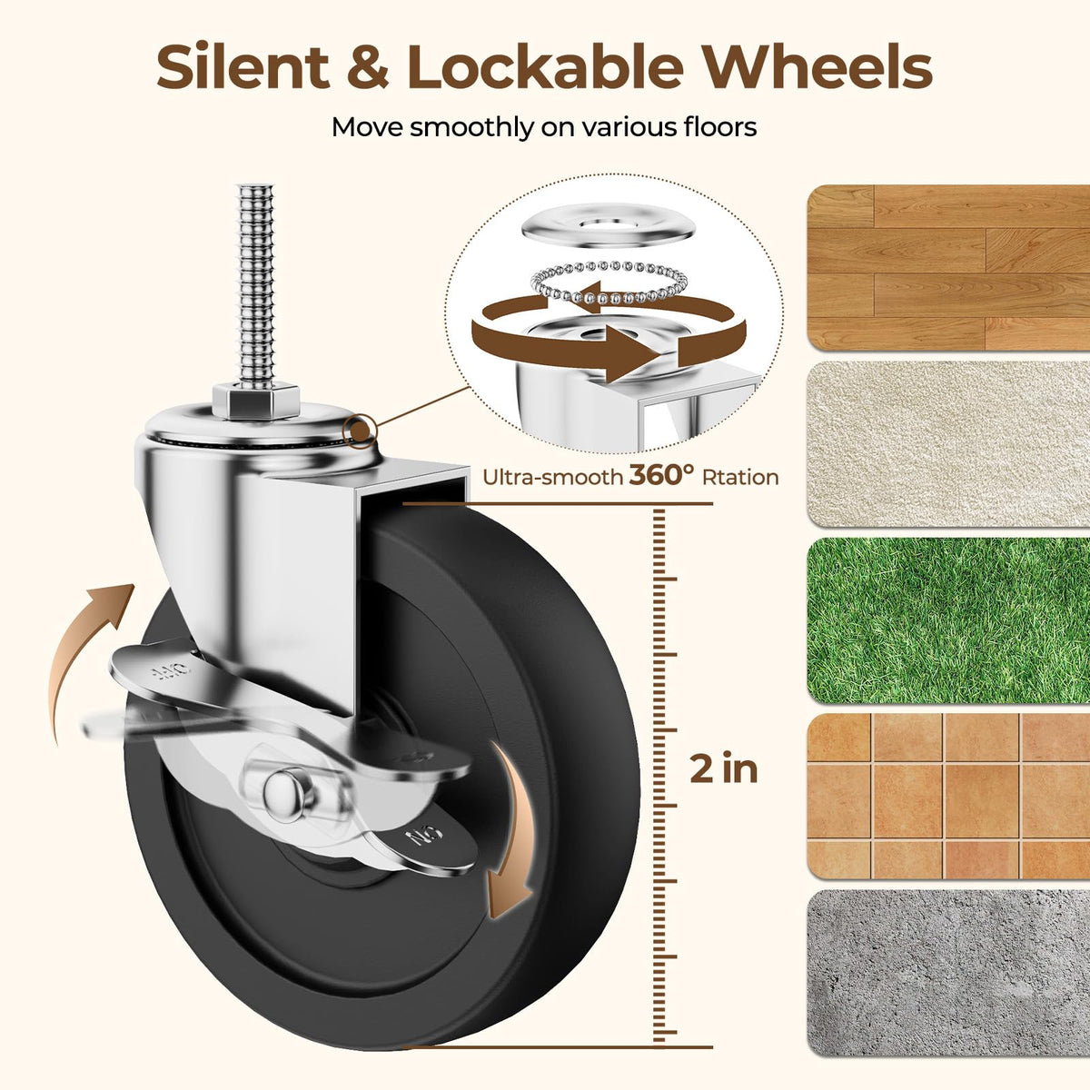 HYSEYY rolling wheels rotate 360 degrees for easy transport.