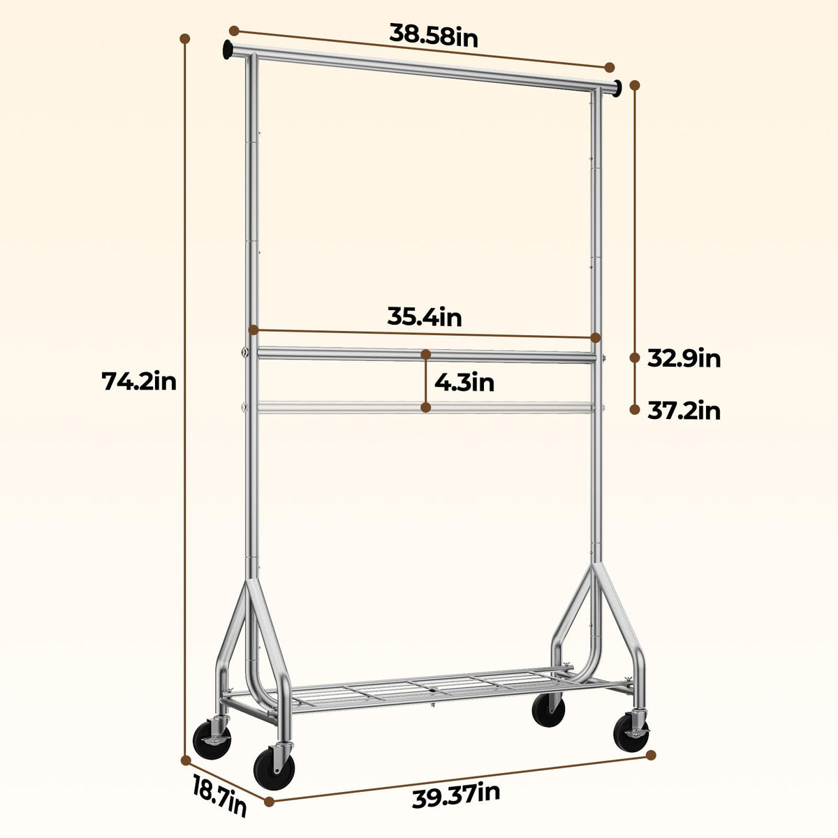 HYSEYY wardrobe rack fits bedrooms, laundry rooms, and living spaces.