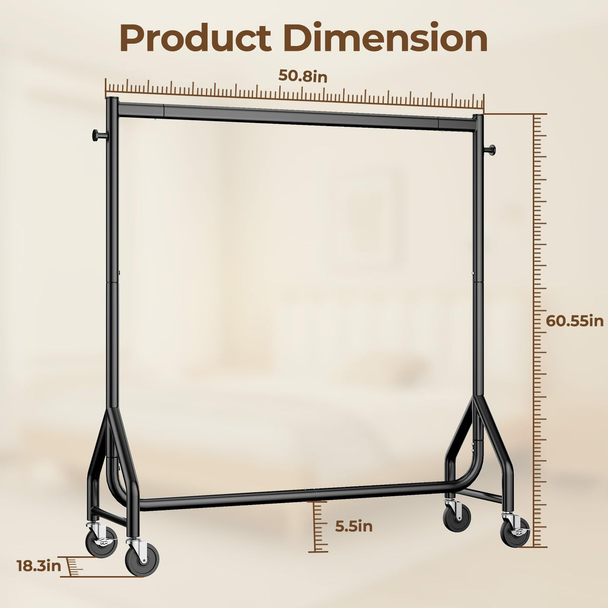 HYSEYY locking wheels keep the rack securely in place.