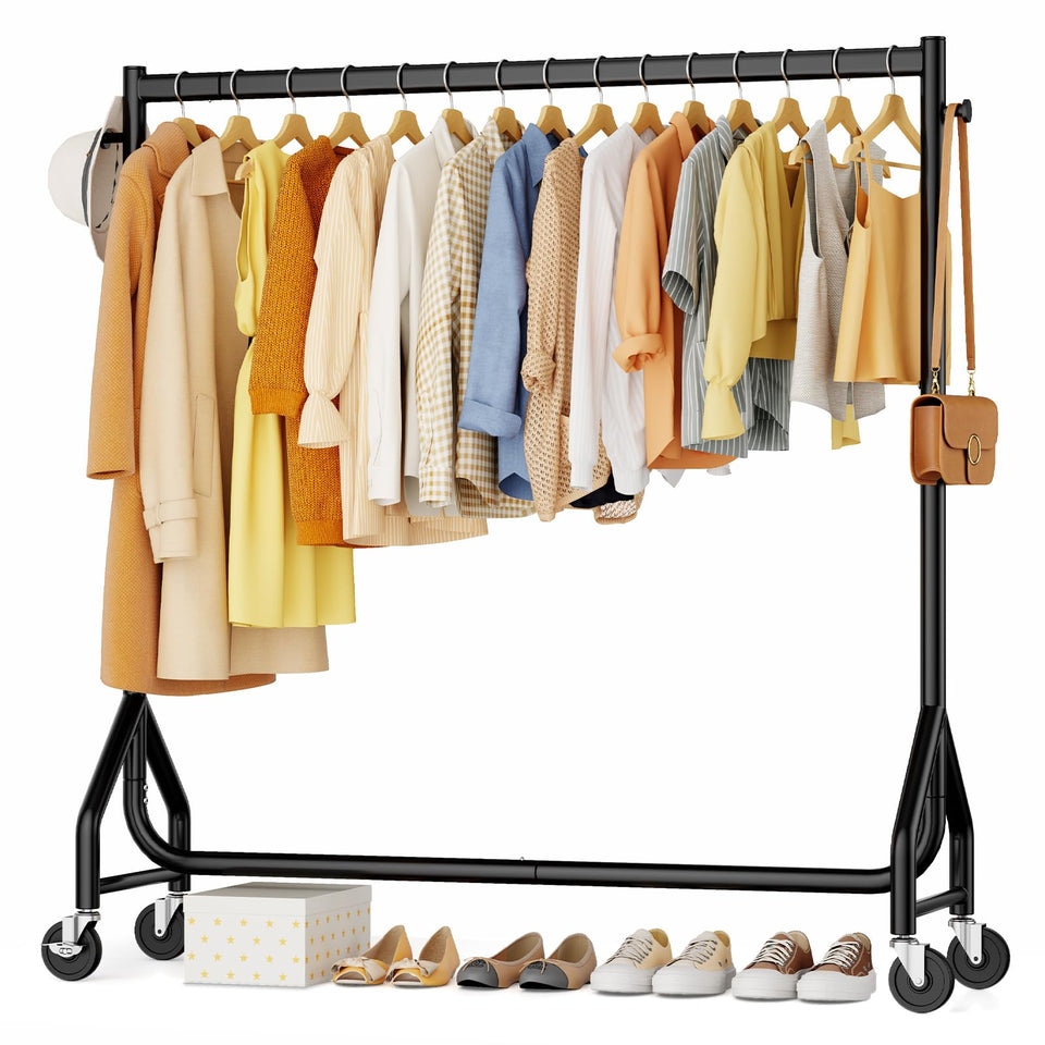 HYSEYY clothes rack overview in black for sturdy storage.