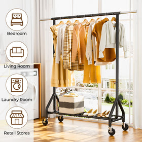 HYSEYY black finish rack easily moves between rooms