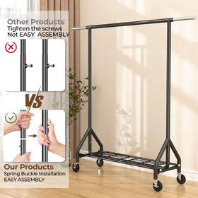 HYSEYY portable clothing rack dimensions 69W by 63H for versatile spaces