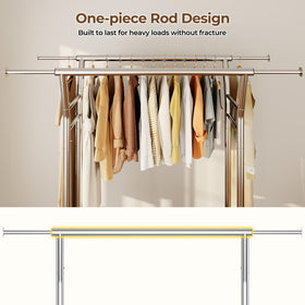 HYSEYY dual-rod system maximizing clothing storage capacity.