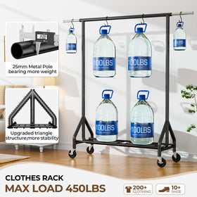 HYSEYY rack extended rail showcasing adjustable 48.6–68.4 inch span for garments