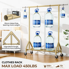 HYSEYY rack with extended rod from 48.6 to 68.3 inches for ample hanging space