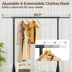 HYSEYY rolling garment rack with lockable wheels for quiet mobility