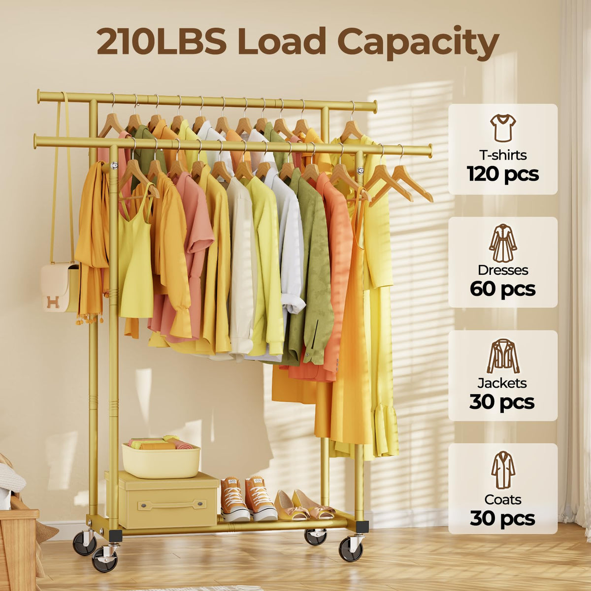 HYSEYY heavy-duty steel frame provides stable daily storage.