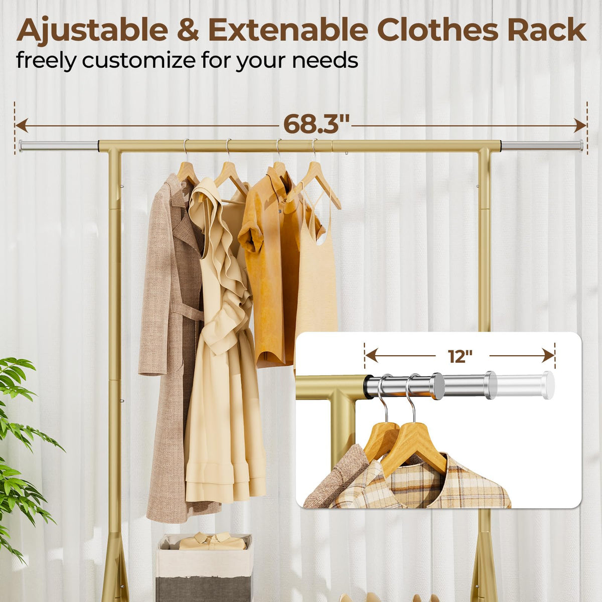 HYSEYY rolling rack with lockable wheels for secure placement and mobility