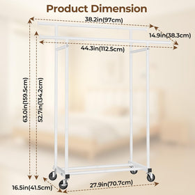 HYSEYY sturdy 22mm steel construction supports heavy clothing without deformation.