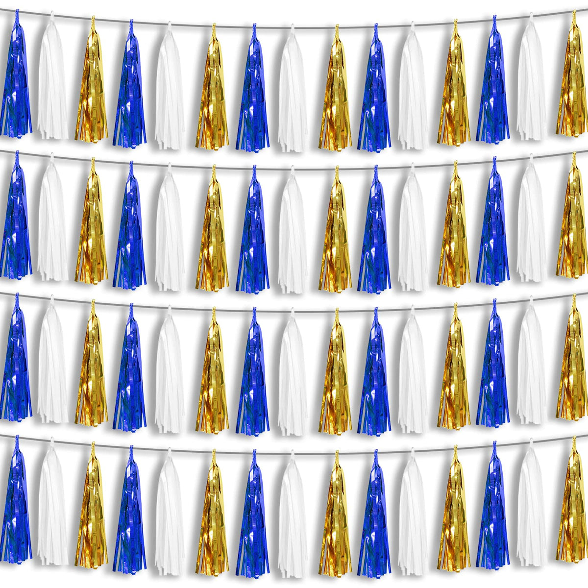 Hysilla 4P navy-blue white-gold tassel banner ready for party backdrops