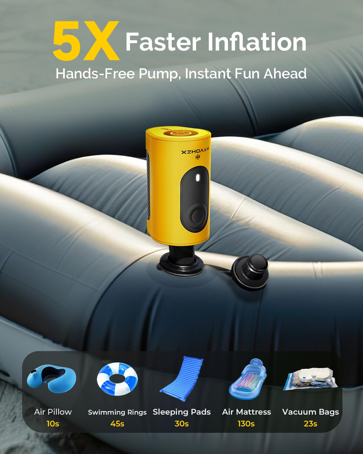 HYVOHEX 4000mah-battery-life supports extended outdoor inflating sessions.