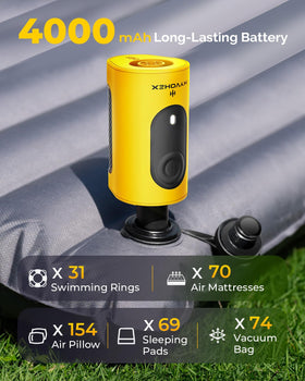 HYVOHEX air pump with 3-nozzles for versatile inflatables.