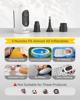 HYVOHEX 4000mAh battery powers extended inflating sessions away from outlets.
