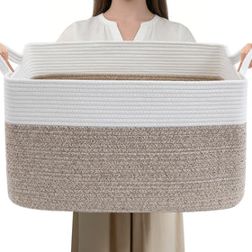 HZFTJOY blanket basket rectangle 24x16 for organized living room storage.