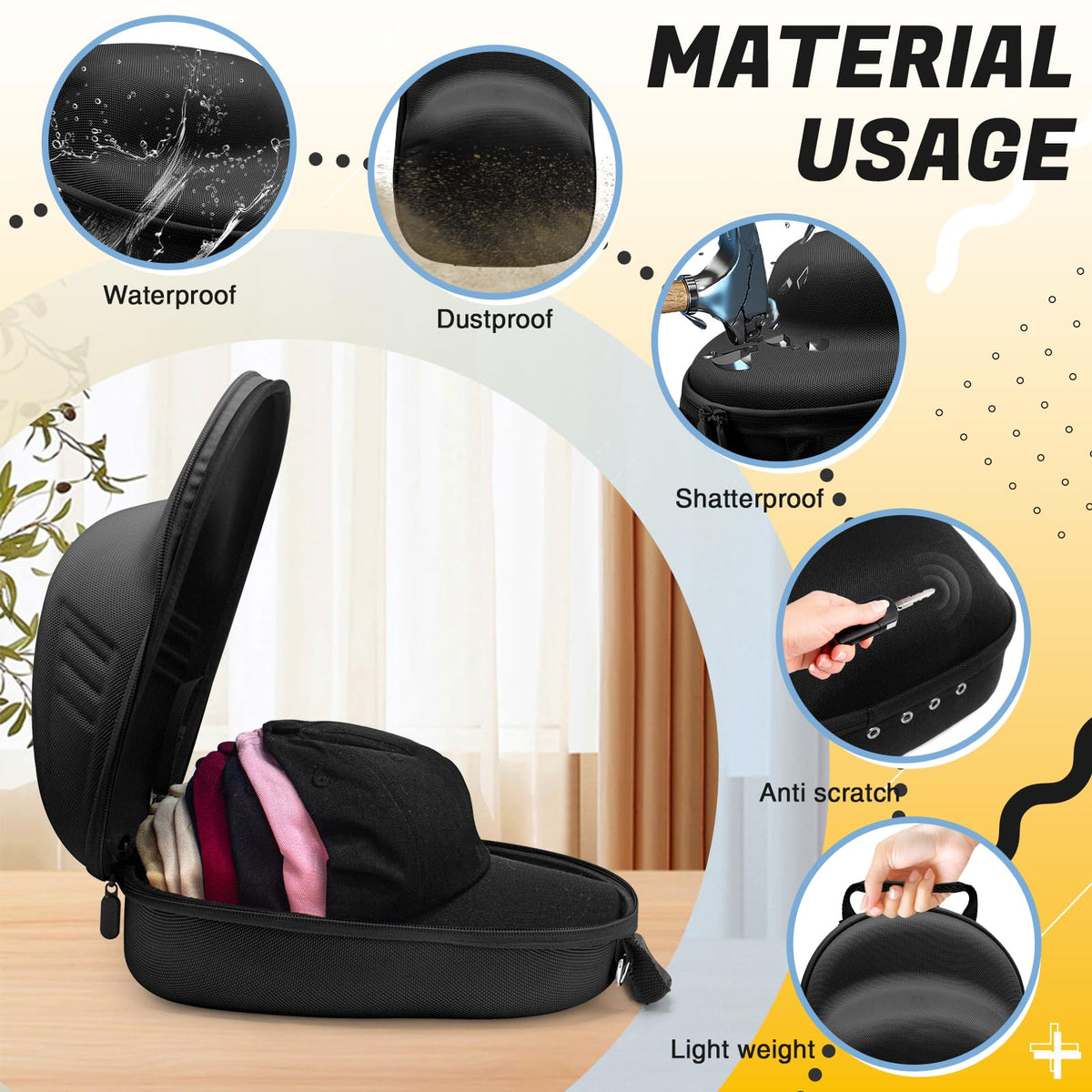 HZJYW hat travel case with carrying handles for easy portability.
