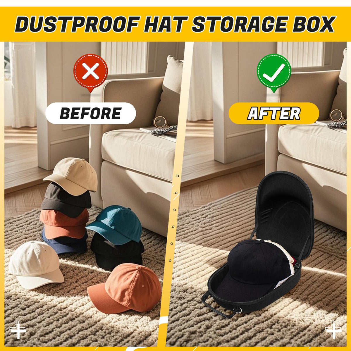 HZJYW travel case holds up to six hats for organized storage.