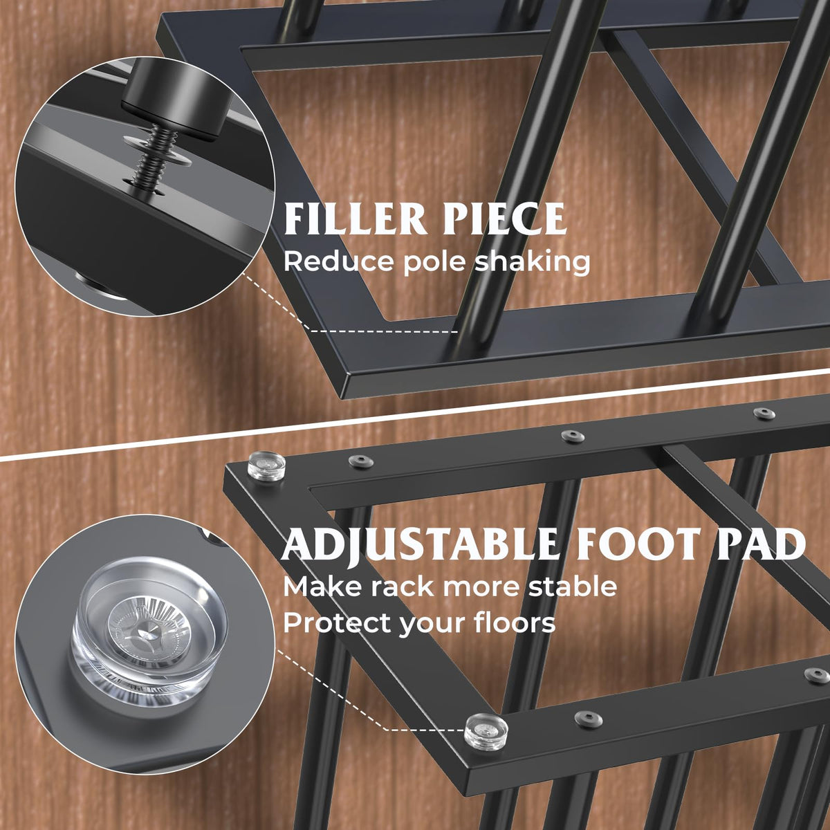 HzTinT boot rack shows black powder coating and rust resistance.
