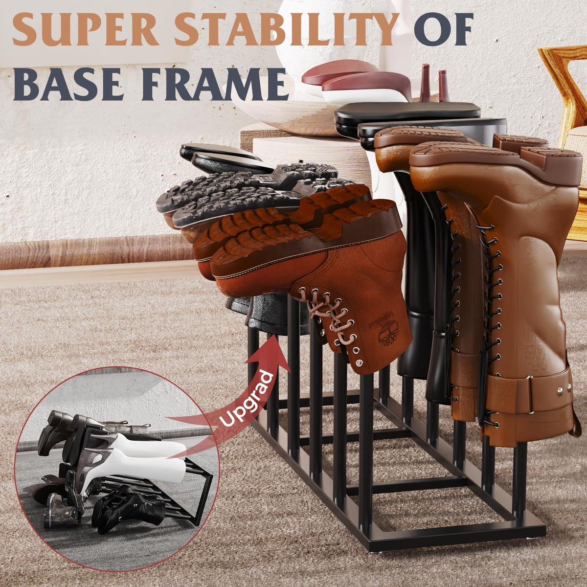 HzTinT boot rack is easy to assemble for quick setup.