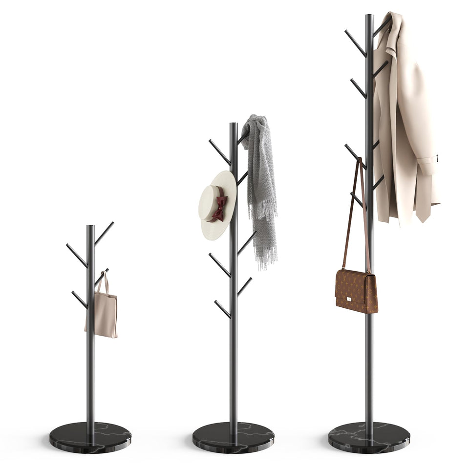 HzTinT Coat Rack with marble base for stable entryway organization