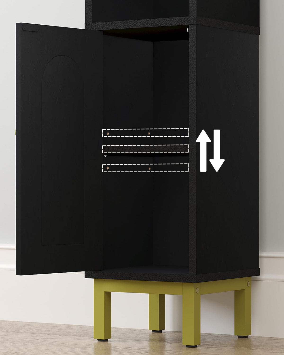 Hzuaneri bottom cabinet hides spare toilet paper for quick access.