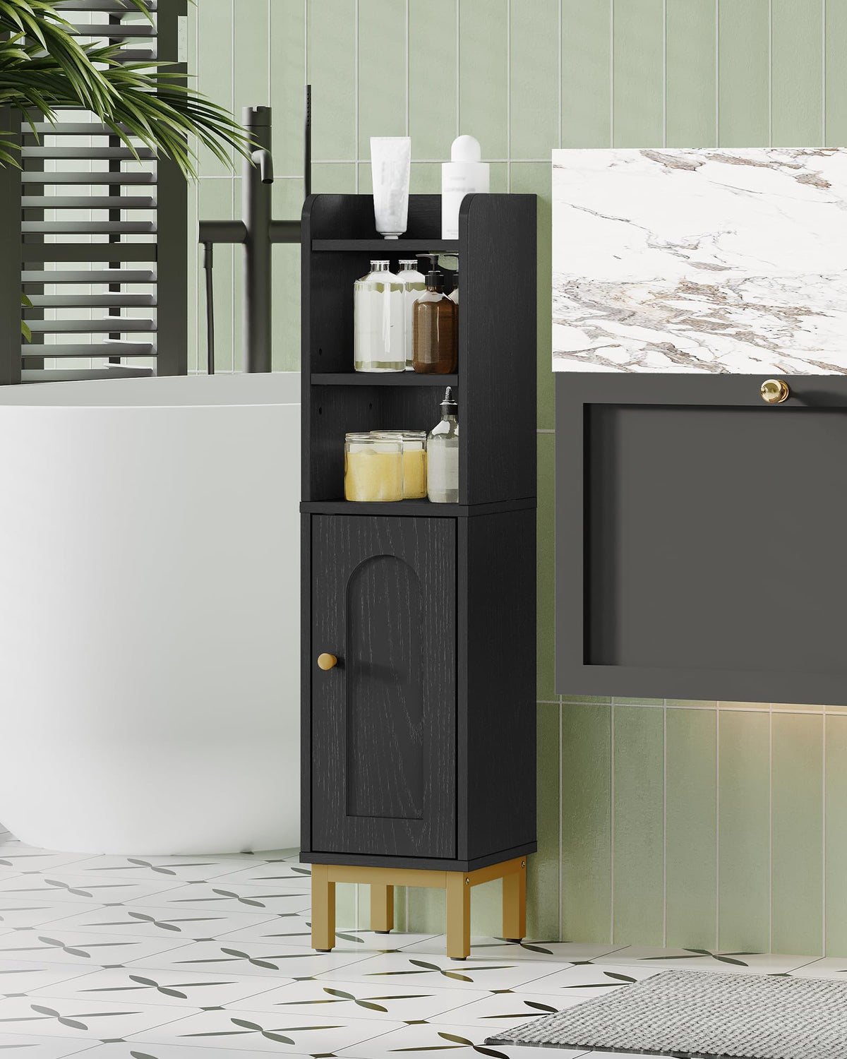 Hzuaneri metal-base cabinet stays steady and easy to wipe clean.