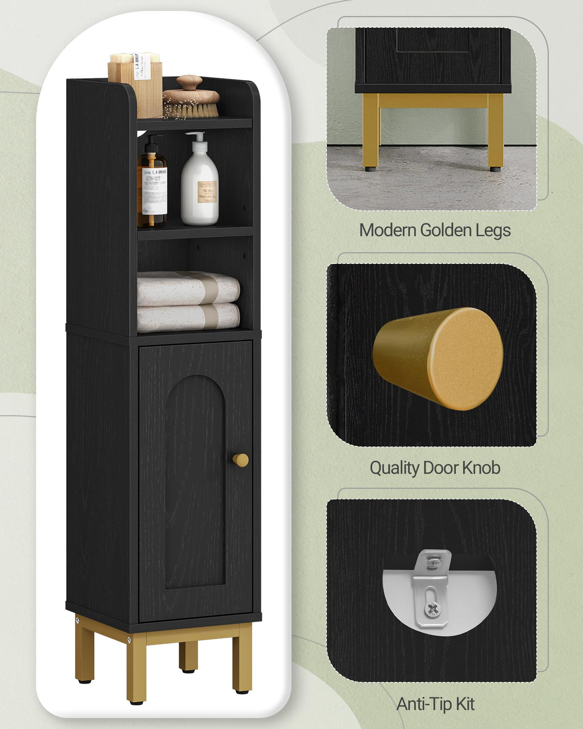 Hzuaneri middle shelf stores toiletries neatly for daily routines.