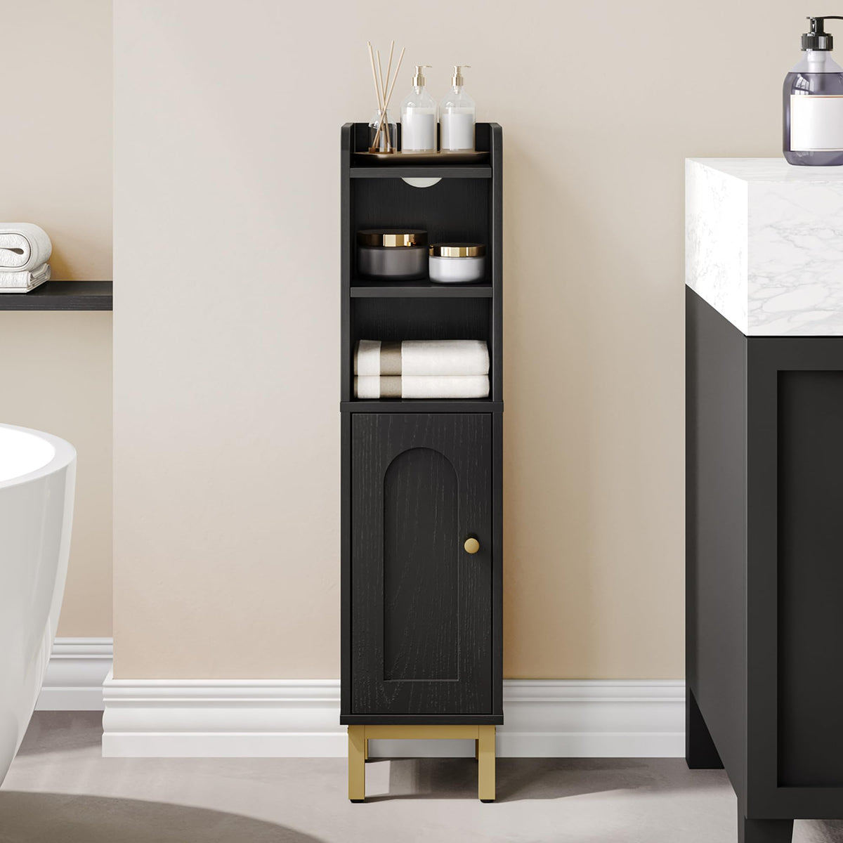 Hzuaneri narrow corner bathroom storage cabinet fits tight spaces and keeps essentials organized.