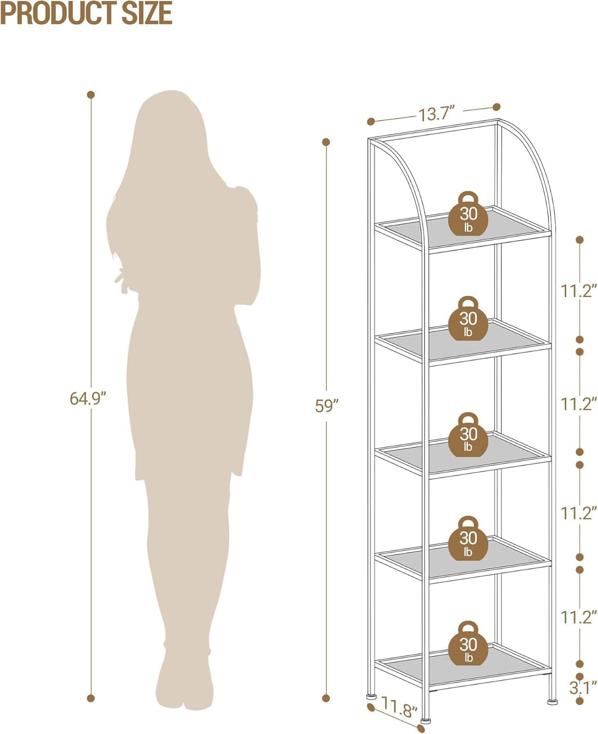 Hzuaneri bookcase gold frame elevates room style with sturdy support