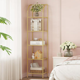 Hzuaneri bookcase tempered glass shelves for clear book and plant display