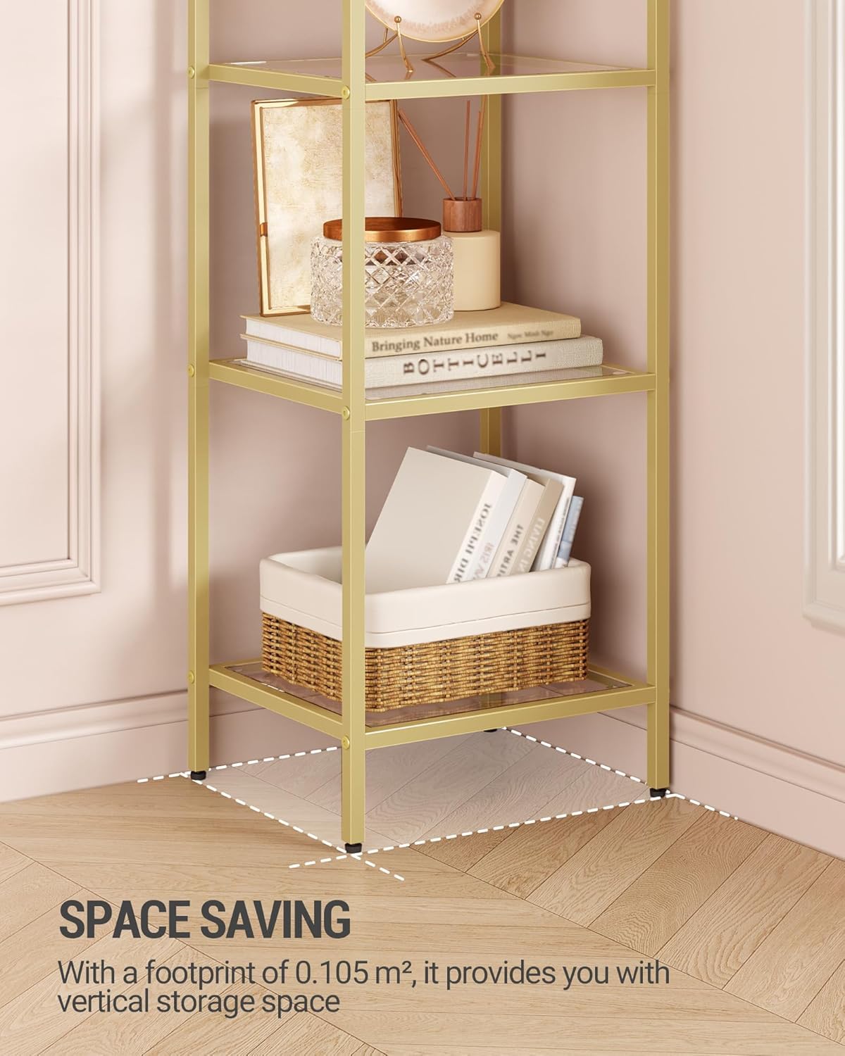Hzuaneri vertical storage maximizes vertical space with slim footprint