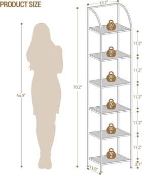 Side view of Hzuaneri bookcase highlighting sturdy gold steel frame.