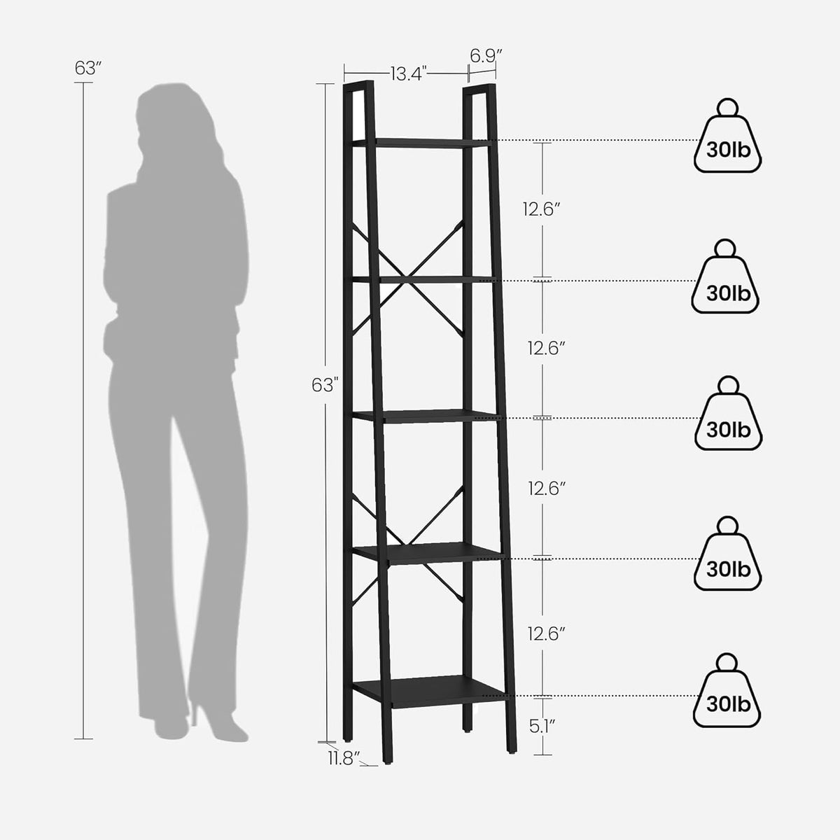 Hzuaneri 5 tier ladder shelf keeps books and plants neatly organized
