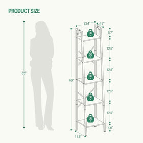 Hzuaneri five-tier shelf shown in corner setup for compact storage.