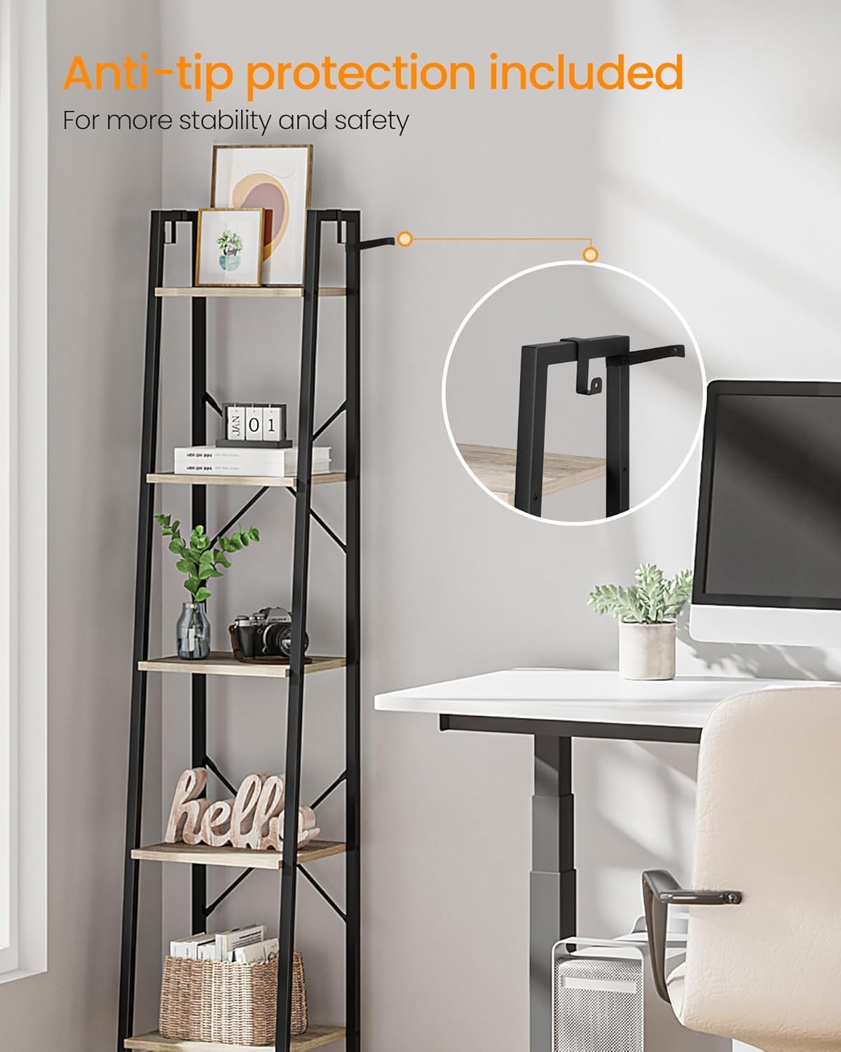 Hzuaneri corner ladder display used as living room decor.