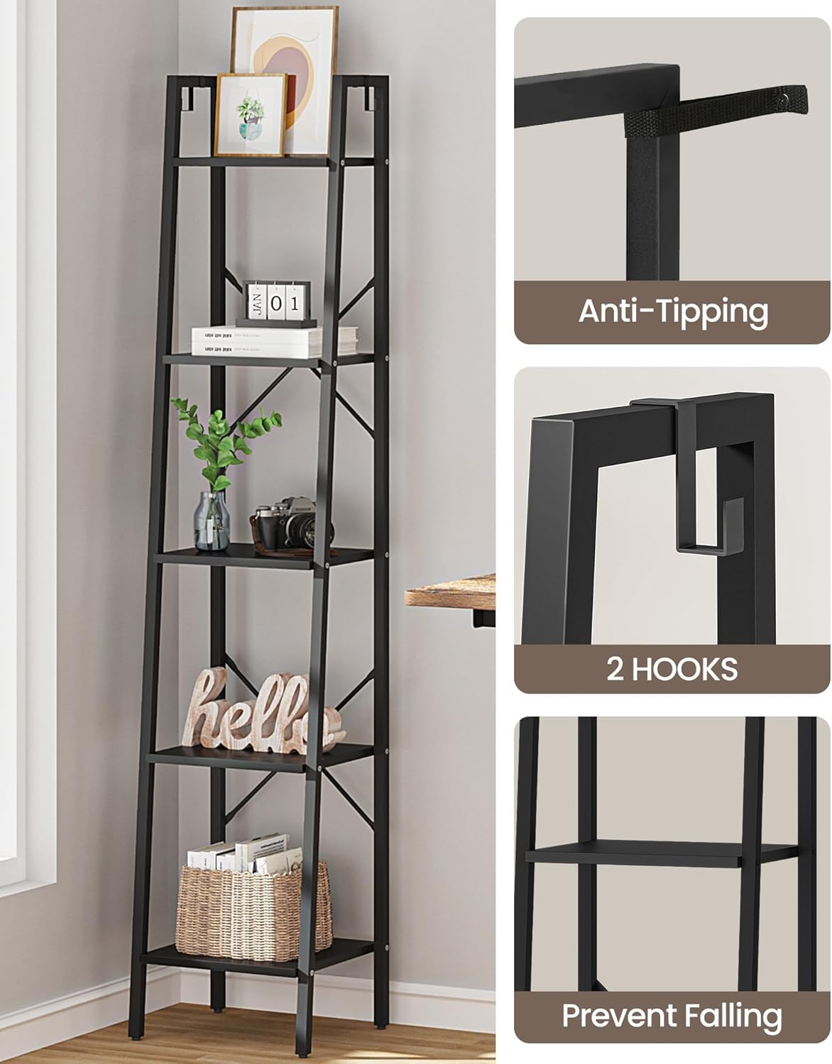 Hzuaneri 63 inch tall shelf blends industrial style with sturdy build